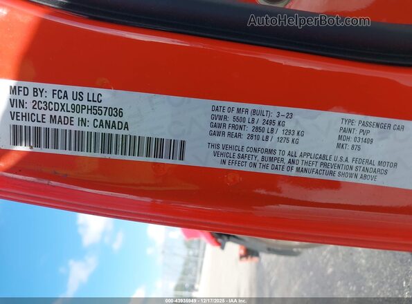 2C3CDXL90PH557036 2023 DODGE CHARGER Orange Շարժիչի բաժամունքի տեսք