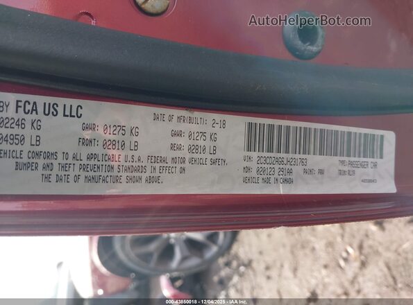 2C3CDZAG6JH231763 2018 DODGE CHALLENGER Burgundy 