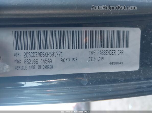 2C3CDZAG6KH501771 2019 DODGE CHALLENGER Black Vista del compartimento del motor