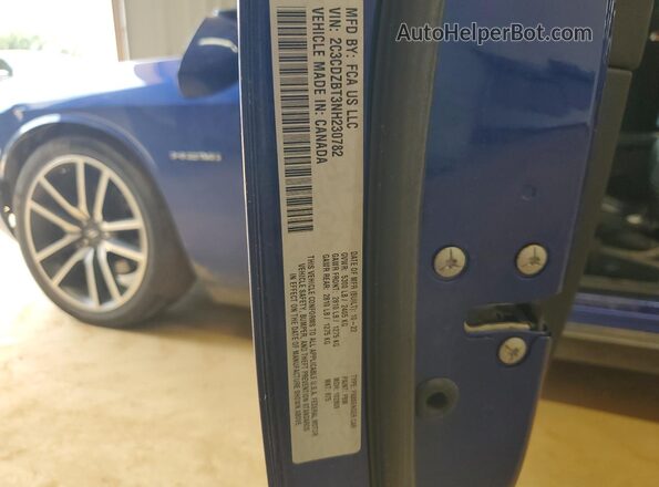 2C3CDZBT3NH230782 2022 DODGE CHALLENGER Blue Vista del compartimento del motor