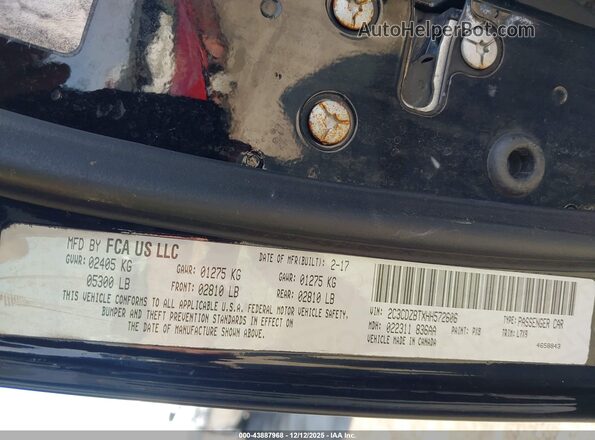 2C3CDZBTXHH572606 2017 DODGE CHALLENGER Черный Вид подкапотного пространства