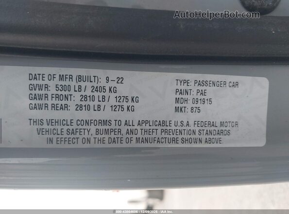 2C3CDZBTXNH234196 2022 DODGE CHALLENGER Gray Вид підкапотного простору