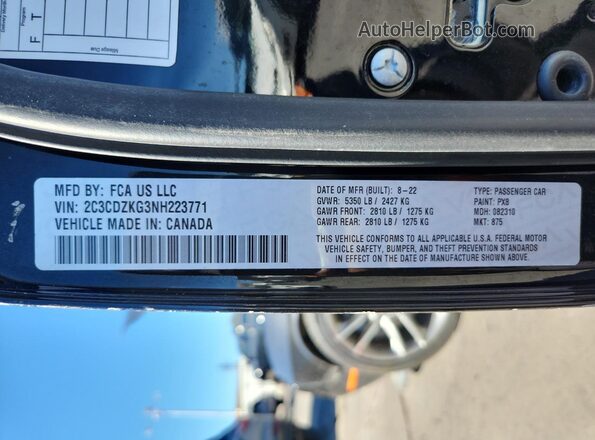 2C3CDZKG3NH223771 2022 DODGE CHALLENGER Black ძრავის განყოფილების ხედი