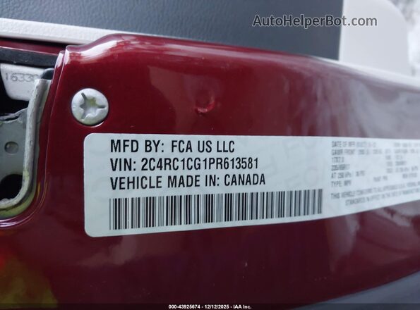 2C4RC1CG1PR613581 2023 CHRYSLER VOYAGER Burgundy Widok komory silnika