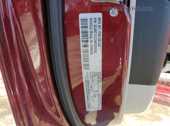 2C4RC1CG3NR226348 2022 CHRYSLER VOYAGER Red Vista de la etiqueta del VIN