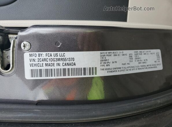 2C4RC1DG3MR551370 2021 CHRYSLER VOYAGER Gray 