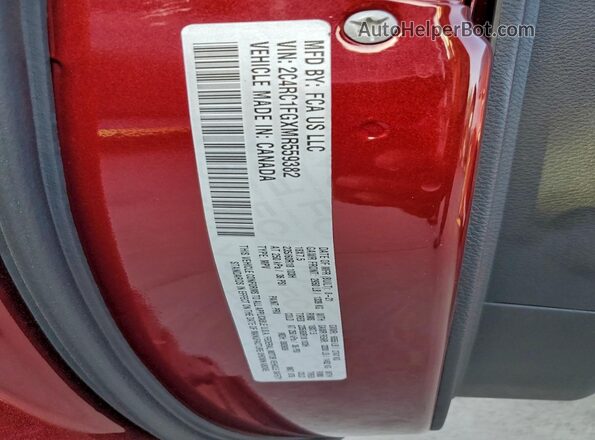 2C4RC1FGXMR559382 2021 CHRYSLER PACIFICA Burgundy VIN կոդի պիտակի տեսք