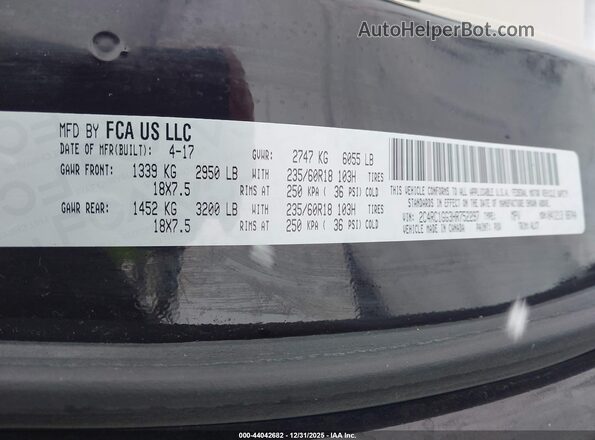 2C4RC1GG3HR752297 2017 CHRYSLER PACIFICA Black Շարժիչի բաժամունքի տեսք
