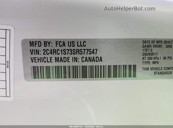 2C4RC1S73SR577547 2025 CHRYSLER PACIFICA White Engine compartment view