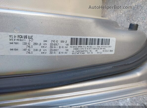 2C4RDGCG0HR737312 2017 DODGE GRAND CARAVAN Silver Engine compartment view