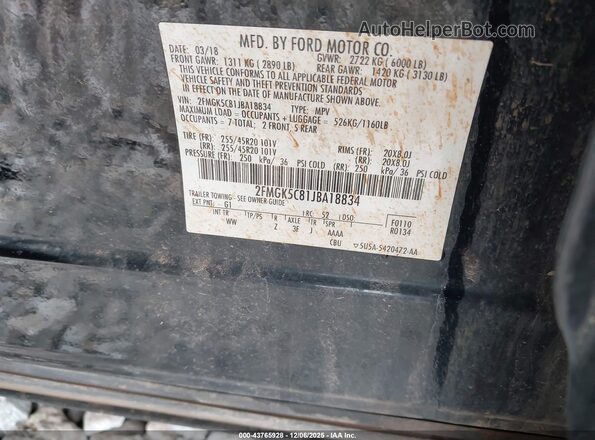 2FMGK5C81JBA18834 2018 FORD FLEX Black Engine compartment view