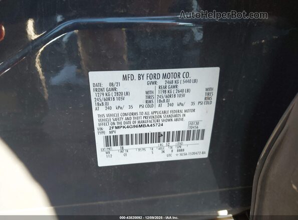 2FMPK4G96MBA45724 2021 FORD EDGE Black 