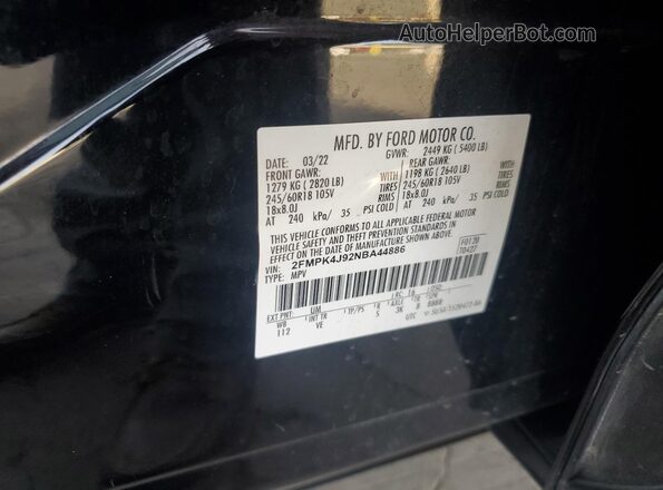 2FMPK4J92NBA44886 2022 FORD EDGE Черный Вид подкапотного пространства