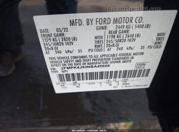 2FMPK4J93NBA45688 2022 FORD EDGE Black Widok komory silnika