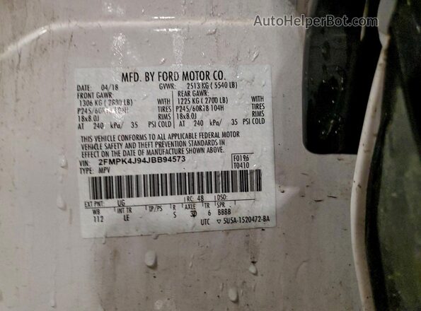 2FMPK4J94JBB94573 2018 FORD EDGE Белый 