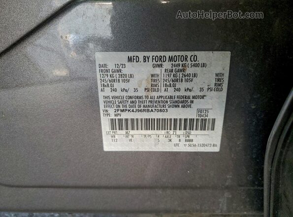 2FMPK4J96RBA70803 2024 FORD EDGE Gray ძრავის განყოფილების ხედი