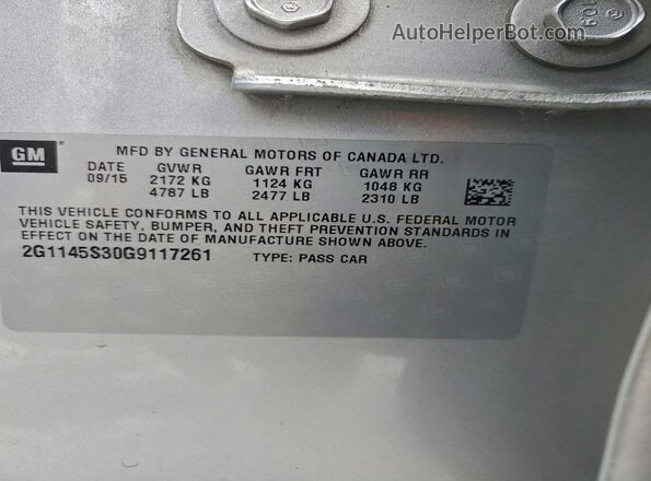 2G1145S30G9117261 2016 CHEVROLET IMPALA Silver Vista del compartimento del motor