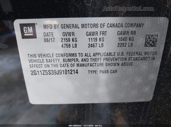 2G11Z5S39J9101214 2018 CHEVROLET IMPALA Black Շարժիչի բաժամունքի տեսք