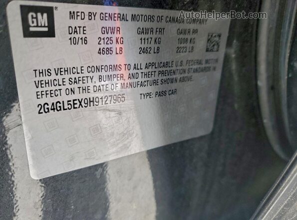 2G4GL5EX9H9127965 2017 BUICK REGAL Charcoal 