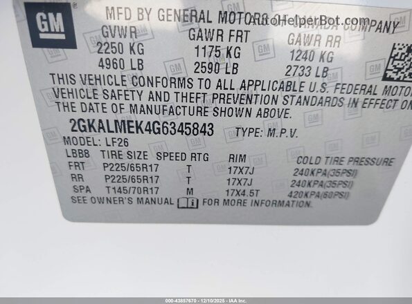 2GKALMEK4G6345843 2016 GMC TERRAIN White Widok komory silnika