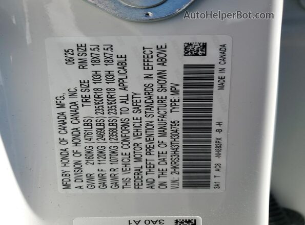 2HKRS3H43TH304795 2026 HONDA CR-V White 