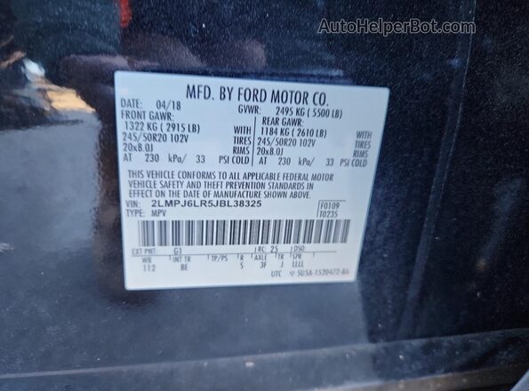 2LMPJ6LR5JBL38325 2018 LINCOLN MKX Black 