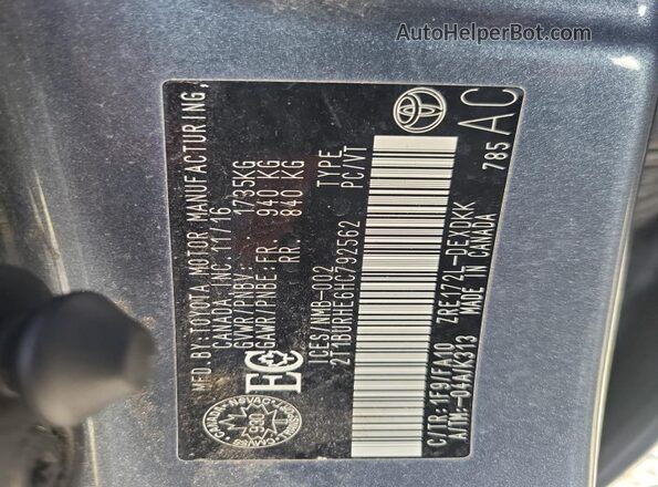 2T1BURHE6HC792562 2017 TOYOTA LL Gray Widok komory silnika