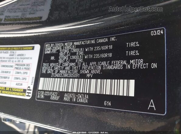 2T2ADCEZ8RC005091 2024 LEXUS NX 250 Black ძრავის განყოფილების ხედი