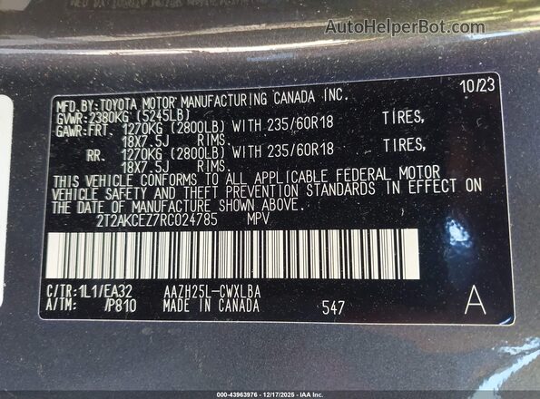 2T2AKCEZ7RC024785 2024 LEXUS NX 350H Gray Widok komory silnika