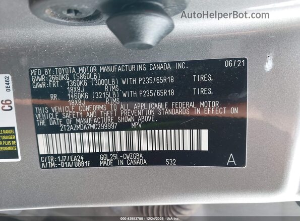 2T2AZMDA7MC299997 2021 LEXUS RX 350 Silver ძრავის განყოფილების ხედი