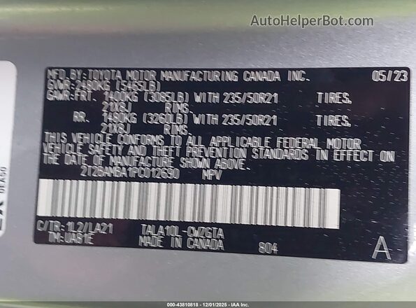 2T2BAMBA1PC012690 2023 LEXUS RX 350 Silver Вид підкапотного простору