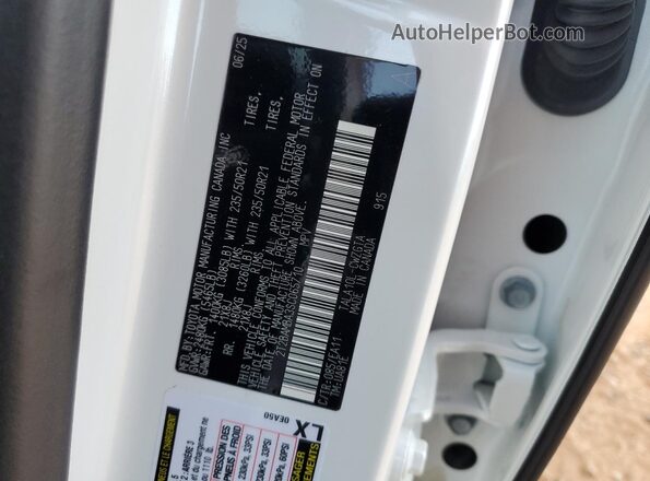 2T2BAMBA3SC065710 2025 LEXUS RX White VIN կոդի պիտակի տեսք