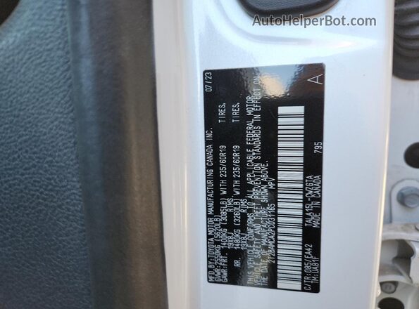 2T2BAMCA2PC031165 2023 LEXUS RX White Widok naklejki z numerem VIN