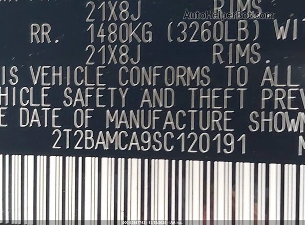 2T2BAMCA9SC120191 2025 LEXUS RX 350 Black Widok komory silnika