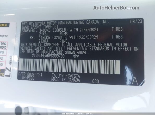 2T2BCMEA6PC009788 2023 LEXUS RX 500H Белый Вид подкапотного пространства