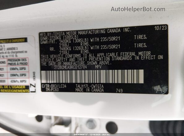 2T2BCMEA9RC012784 2024 LEXUS RX 500H White ძრავის განყოფილების ხედი