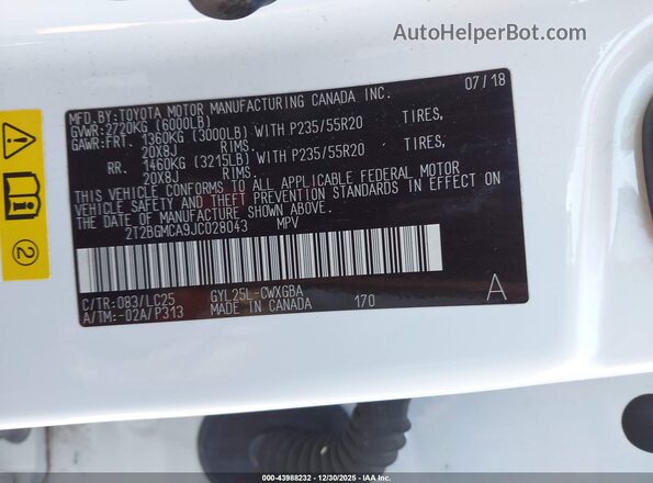 2T2BGMCA9JC028043 2018 LEXUS RX 450H Белый Вид подкапотного пространства