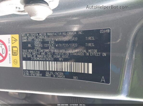 2T2BZMCA0JC145620 2018 LEXUS RX 350  Vista del compartimento del motor