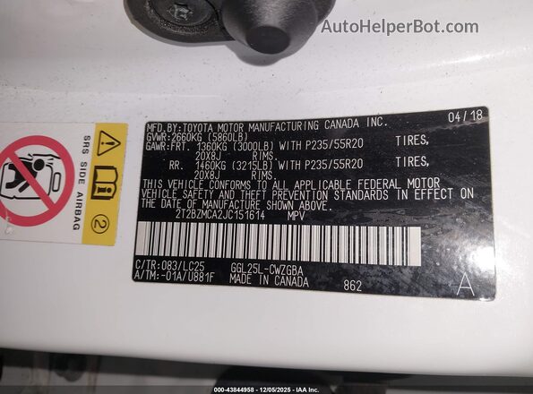 2T2BZMCA2JC151614 2018 LEXUS RX 350 White Widok komory silnika