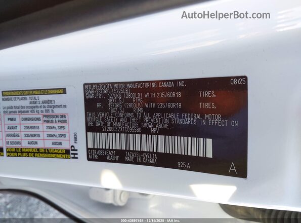 2T2GGCEZXTC095580 2026 LEXUS NX White Vista del compartimento del motor