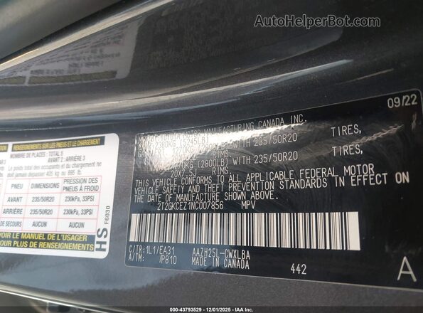 2T2GKCEZ1NC007856 2022 LEXUS NX 350H Black Vista del compartimento del motor