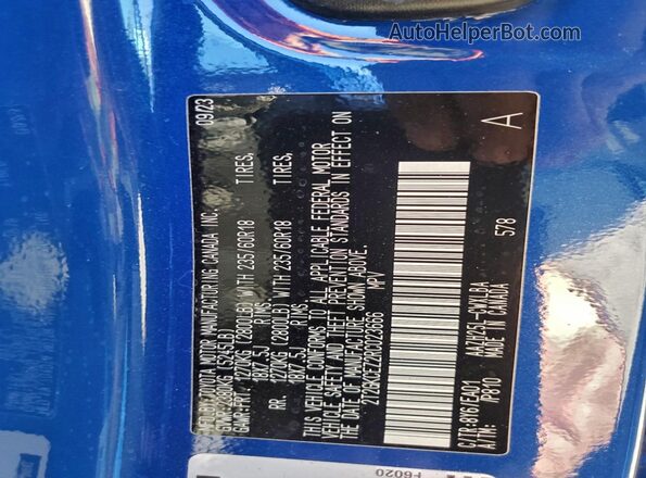 2T2GKCEZ2RC023666 2024 LEXUS NX Blue VIN sticker view