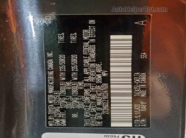2T2HGCEZ1RC047608 2024 LEXUS NX Gray Widok naklejki z numerem VIN