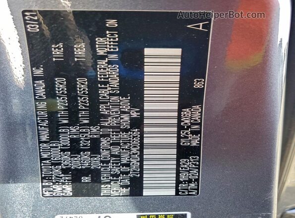 2T2HGMDA3MC066364 2021 LEXUS RX Charcoal VIN sticker view