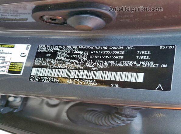 2T2HGMDA7LC052188 2020 LEXUS RX Charcoal 