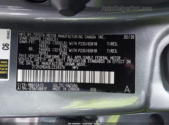 2T2HZMDA9LC239376 2020 LEXUS RX 350 Silver Widok komory silnika