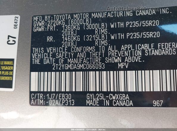 2T2YGMDA9MC066093 2021 LEXUS RX 450H Silver Vista del compartimento del motor