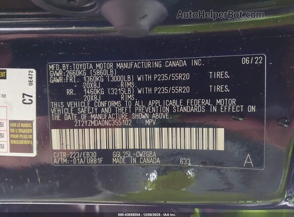 2T2YZMDA0NC355102 2022 LEXUS RX 350 Black Vista del compartimento del motor