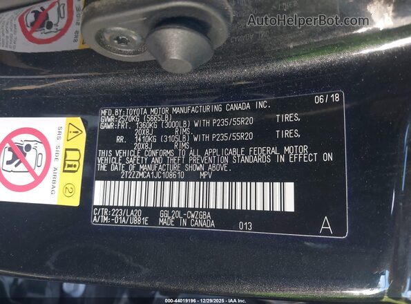 2T2ZZMCA1JC108610 2018 LEXUS RX 350 Black ძრავის განყოფილების ხედი