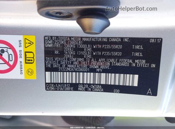 2T2ZZMCA7HC080001 2017 LEXUS RX 350 Silver ძრავის განყოფილების ხედი